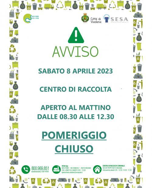 CHIUSURA DEL CENTRO DI RACCOLTA