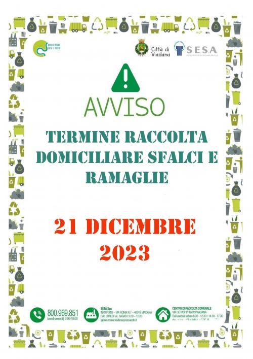TERMINE RACCOLTA DOMICILIARE SFALCI E RAMAGLIE