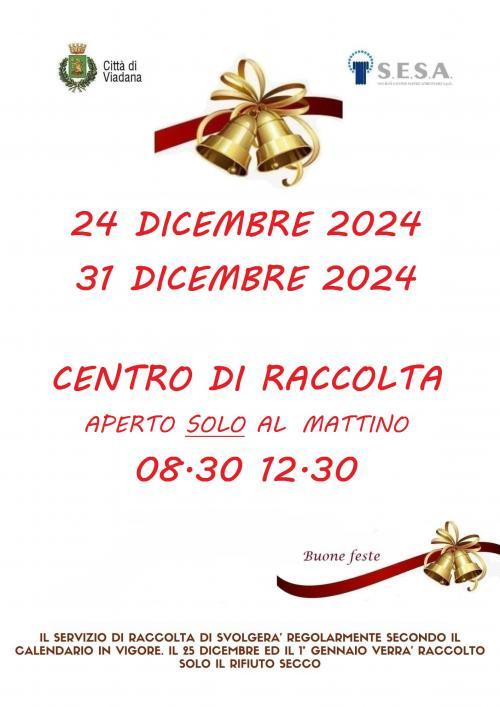 CHIUSURA FESTIVITA\' NATALIZIE 2024