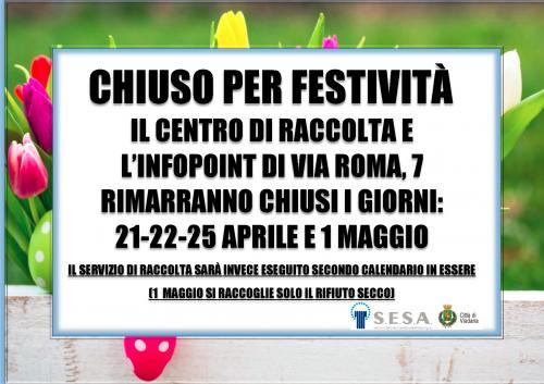 CHIUSURA PER FESTIVITA\'