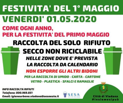 1 MAGGIO: CONFERMATA LA RACCOLTA DEL RIFIUTO SECCO