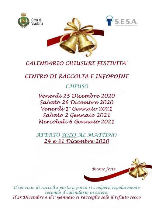 CHIUSURA FESTIVITA\' NATALIZIE